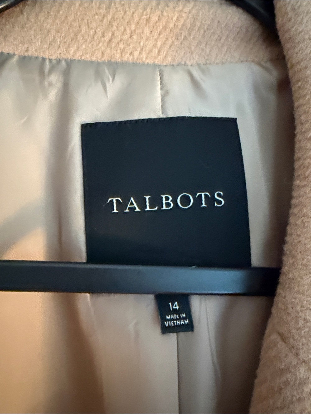 Talbots Camel and Black Two-Tone Wool-Blend Pea Coat - Picture 2 of 3